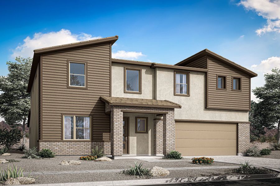 Representative exterior photo of a completed home built from the Revere by Mattamy Homes in Bella Vista Farms, Queen Creek, AZ (Image 24). Representative exterior photo of a completed home built from the Revere by Mattamy Homes in Bella Vista Farms, Queen Creek, AZ (Image 24).