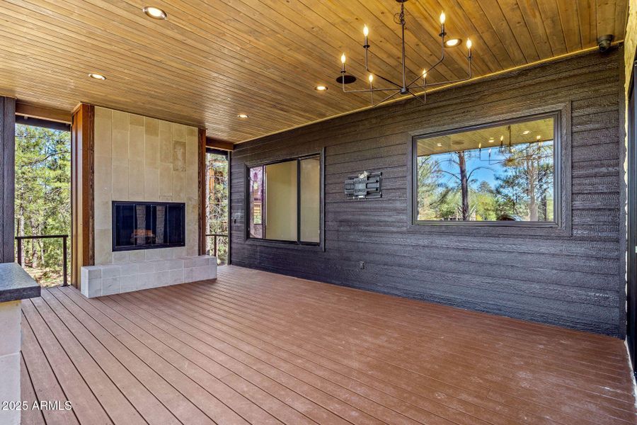 Main Level Deck With Fireplace