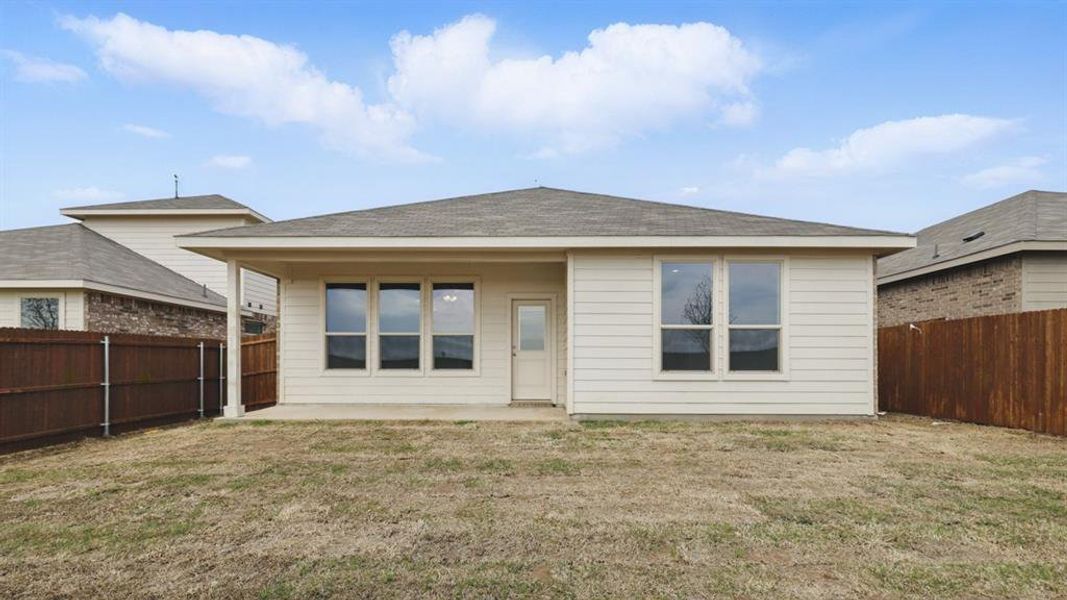 Backyard- All Home and community information, including pricing, included features, terms, availability and amenities, are subject to change at any time without notice or obligation. All Drawings, pictures, photographs, video, square footages, floor plans, elevations, features, colors and sizes are approximate for illustration purposes only and will vary from the homes as built.