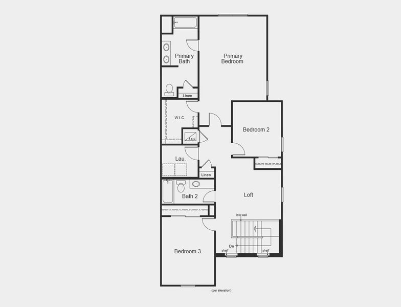 2D floor plan layout for the Plan 2039 by KB Home in The Shores I, St. Cloud, FL (Image 3).