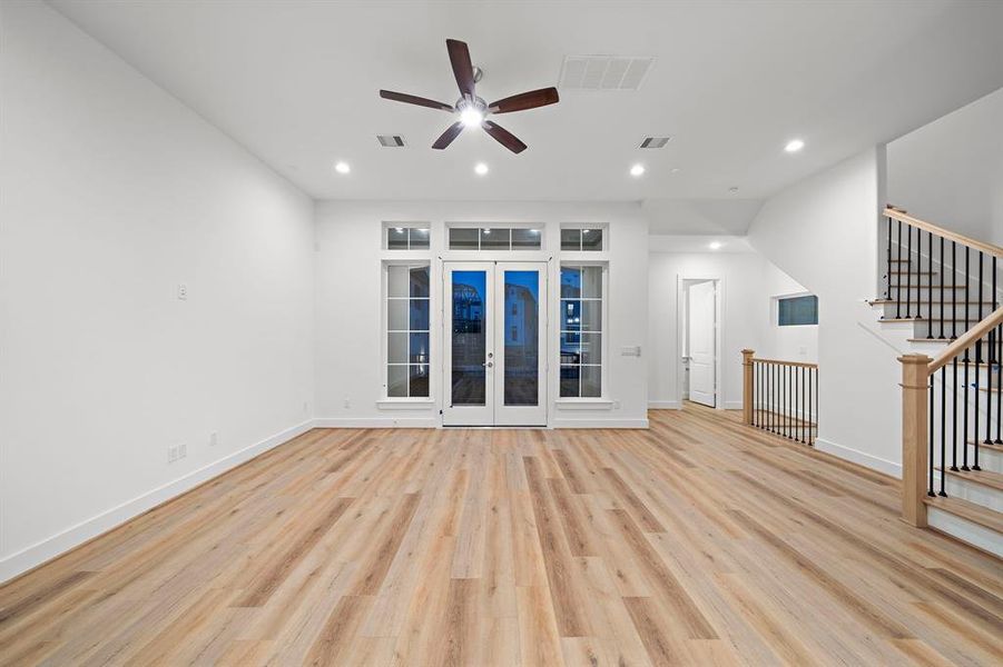 Large floor to cieling windows towards your huge outdoor balcony