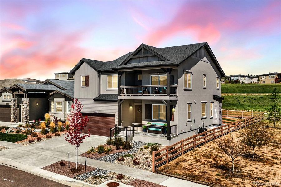 RARE, EXCEPTIONAL open space in back and on side, views of Pikes Peak from balcony, 3 car tandem garage, low-traffic cul-de-sac, Wolf Ranch BEAUTY.