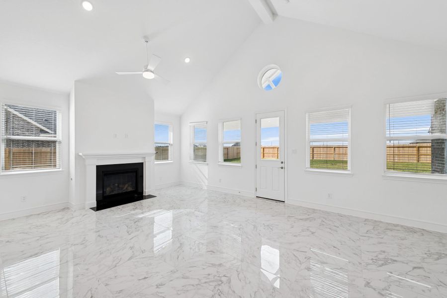 Cozy fireplace in the great room