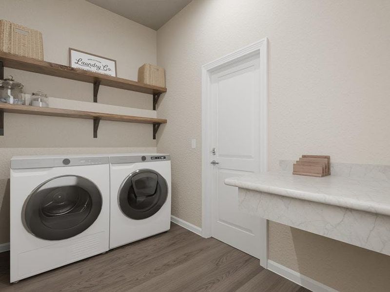 A dedicated laundry room makes chores a delight. (Artist`s rendering)