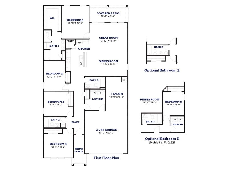2D floor plan layout for the Saguaro by D.R. Horton in Moonlight, Maricopa, AZ (Image 5).