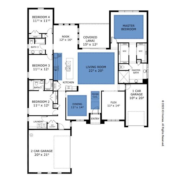 2D floor plan layout for the Egret VII - Regency Series | 70' Wide Lots by ICI Homes in Courtney Grove, St. Augustine, FL (Image 4).