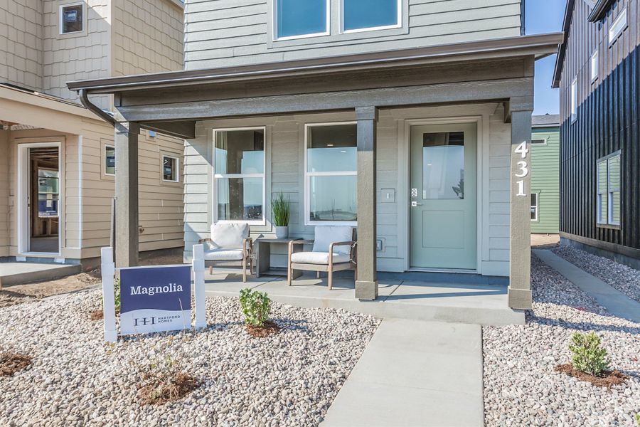 Representative exterior details of a home built from the Magnolia by Hartford Homes in Bloom, Fort Collins (Image 3).