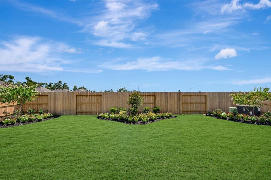 Lush landscaping in the backyard