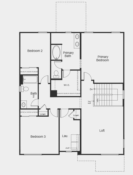 2D floor plan layout for the 2383 Modeled by KB Home in The Traditions at Teravalis, Buckeye, AZ (Image 3).