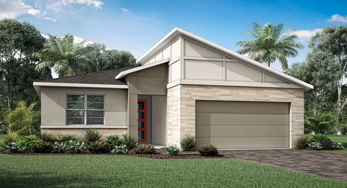 Representative exterior photo of a completed home built from the Gateway by Mattamy Homes in Pasadena Ridge, Zephyrhills, FL (Image 14). Representative exterior photo of a completed home built from the Gateway by Mattamy Homes in Pasadena Ridge, Zephyrhills, FL (Image 14).