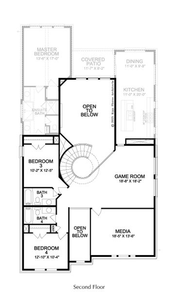 2D floor plan layout for the Hudson by Landon Homes in Fields - Brookside, Frisco, TX (Image 6). 2D floor plan layout for the Hudson by Landon Homes in Fields - Brookside, Frisco, TX (Image 6).