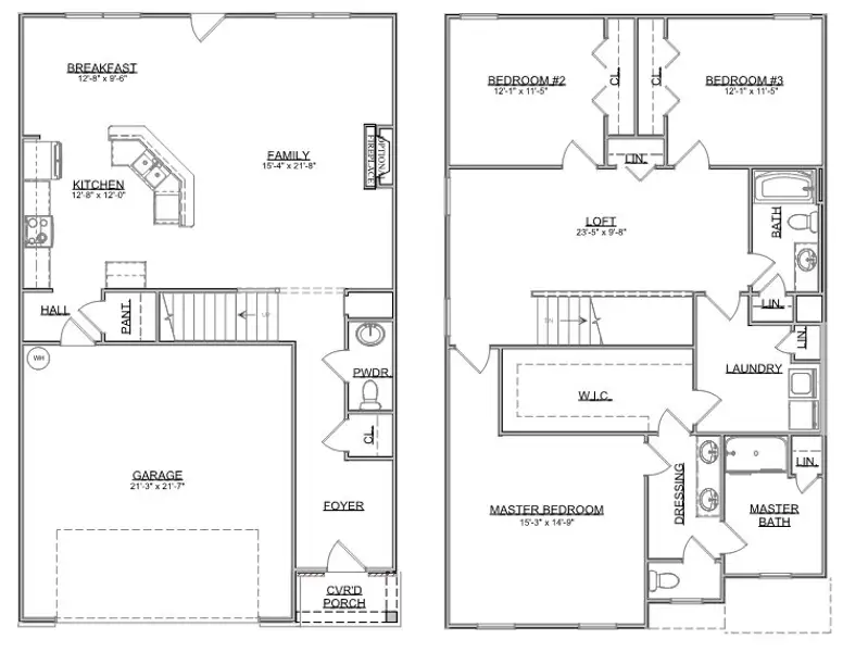 2D floor plan layout for the The Winston by Smithbilt Homes in Farm At Riverbend, Pigeon Forge, TN (Image 2).