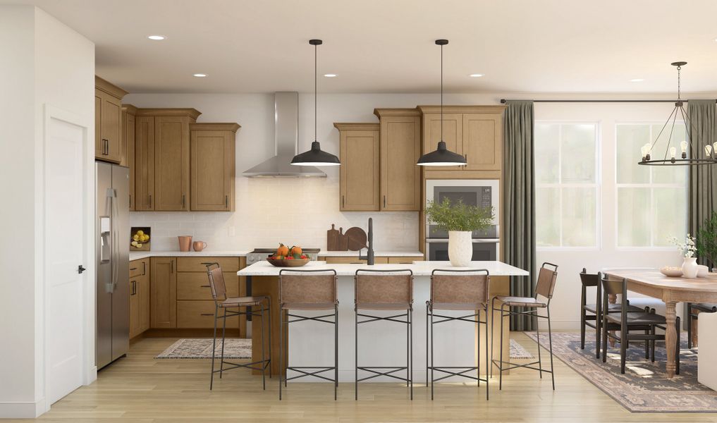 Kitchen with pendant lighting