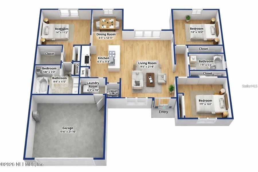 2D floor plan layout of this home in , Palm Coast, FL (Image 5). 2D floor plan layout of this home in , Palm Coast, FL (Image 5).