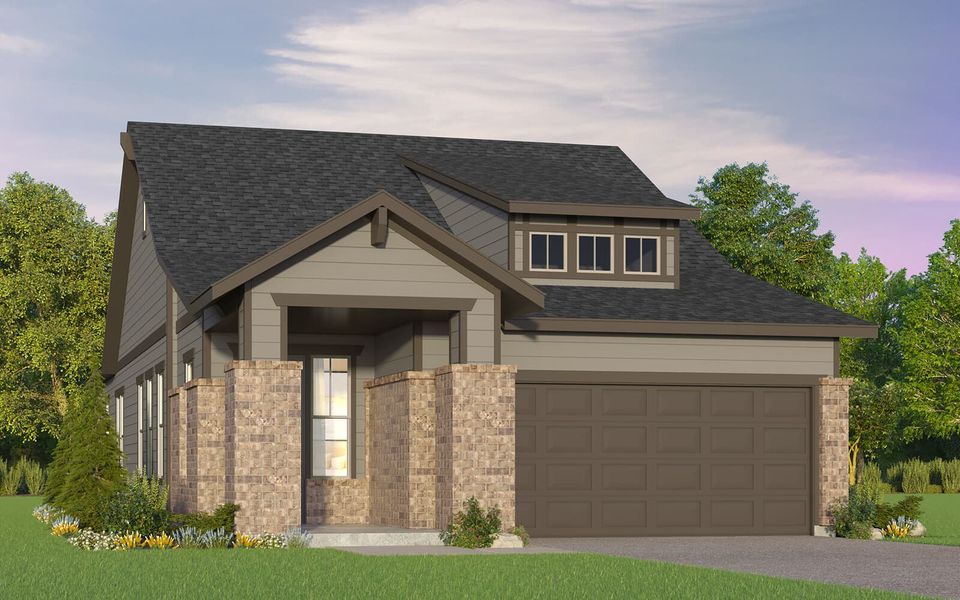 Front exterior of a new home in Kissing Tree, San Marcos, TX, highlighting curb appeal (Image 1). Front exterior of a new home in Kissing Tree, San Marcos, TX, highlighting curb appeal (Image 1).