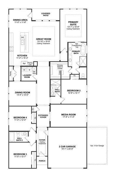 2D floor plan layout for the Warren by K. Hovnanian® Homes in St. Augustine Meadows, Mont Belvieu, TX (Image 3). 2D floor plan layout for the Warren by K. Hovnanian® Homes in St. Augustine Meadows, Mont Belvieu, TX (Image 3).