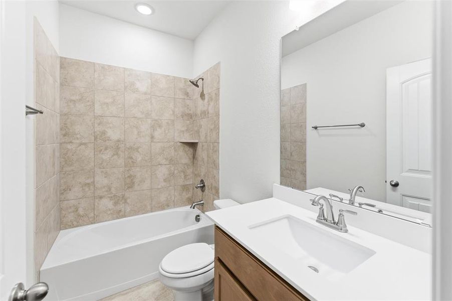Full bath with washtub / shower combination and vanity Full bath with washtub / shower combination and vanity