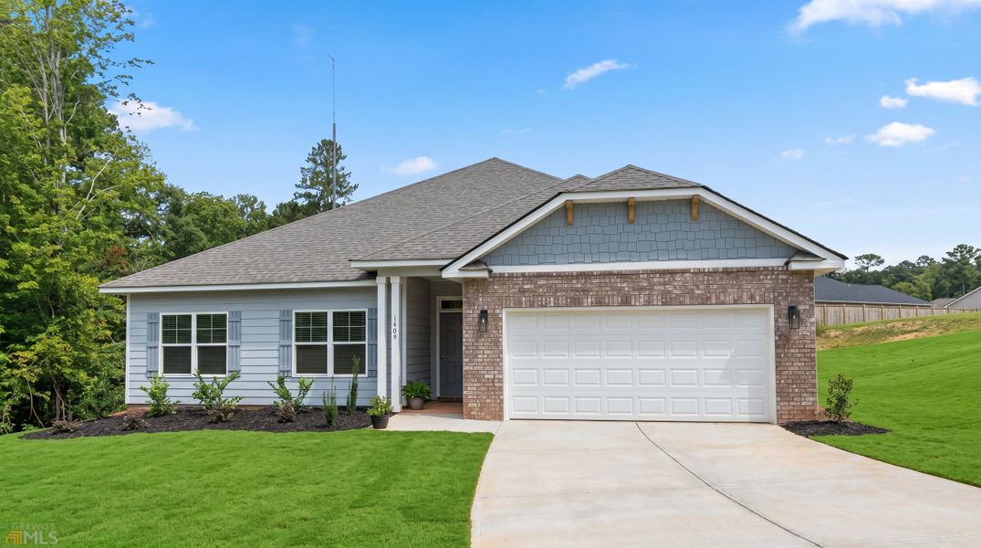 Front exterior of a new home in Barrington Place, Macon, GA, highlighting curb appeal (Image 1). Front exterior of a new home in Barrington Place, Macon, GA, highlighting curb appeal (Image 1).