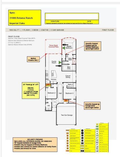 2D floor plan layout of this home in The Meadows at Imperial Oaks 40', Spring, TX (Image 3).