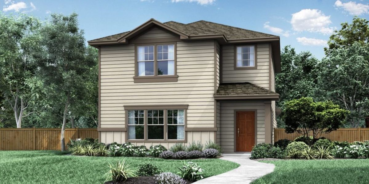 Representative exterior photo of a completed home built from the Canton by Pacesetter Homes in Trace, San Marcos, TX (Image 1). Representative exterior photo of a completed home built from the Canton by Pacesetter Homes in Trace, San Marcos, TX (Image 1).