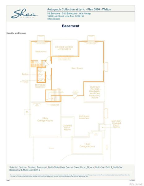 2D floor plan layout of this home in Autograph at Lyric, Lone Tree, CO (Image 4).