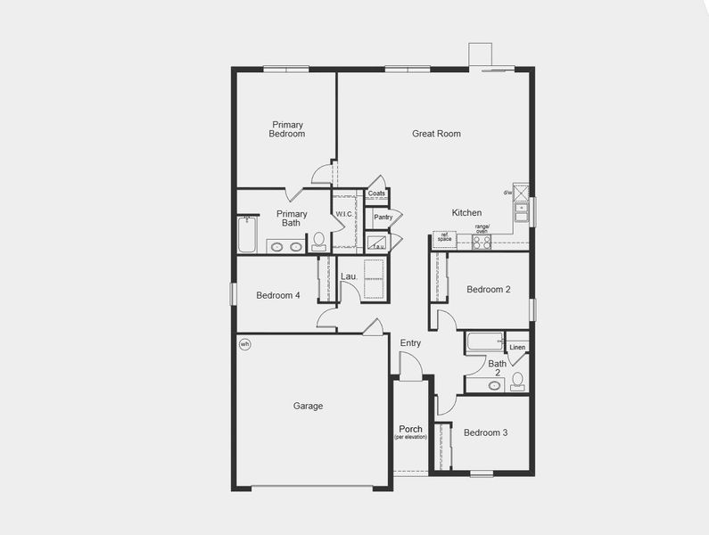 2D floor plan layout for the 1707 by KB Home in Oasis Reserve, Orlando, FL (Image 3).