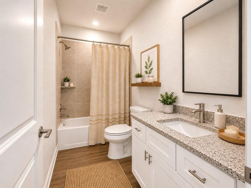 Bathroom#2. Virtual staging for reference to showcase the floor plan potential.