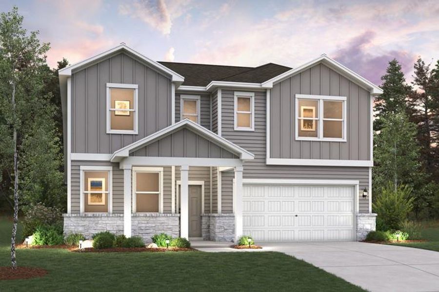 Front exterior of a new home in The Highlands at Avery Centre, Round Rock, TX, highlighting curb appeal (Image 2). Front exterior of a new home in The Highlands at Avery Centre, Round Rock, TX, highlighting curb appeal (Image 2).