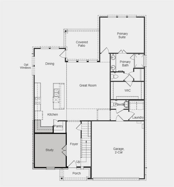 Structural options added include: Study, additional windows in casual dining and open stair railing.