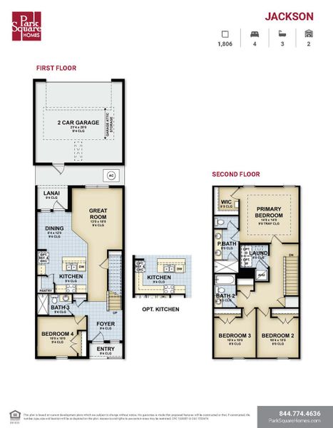 2D floor plan layout for the Jackson by Park Square Residential in The Residences at Emerson Park, Apopka, FL (Image 4).