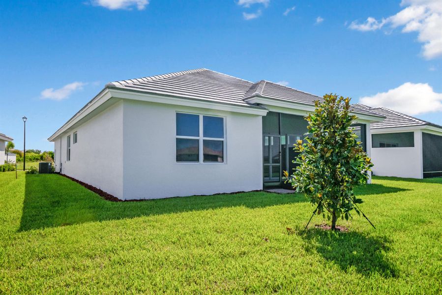Exterior details and patio area of a home in Lake Park at Tradition, Port St. Lucie (Image 20).