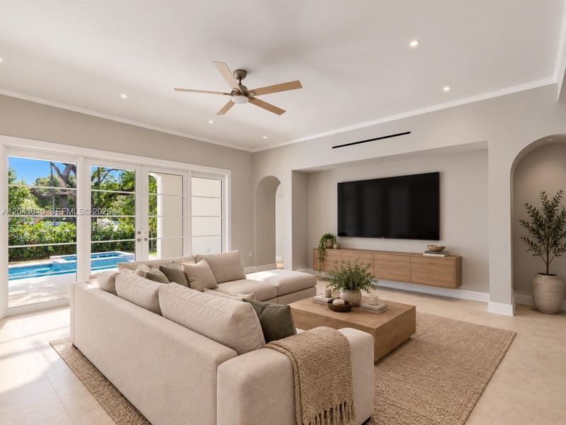 Living Room with Patio/Pool View