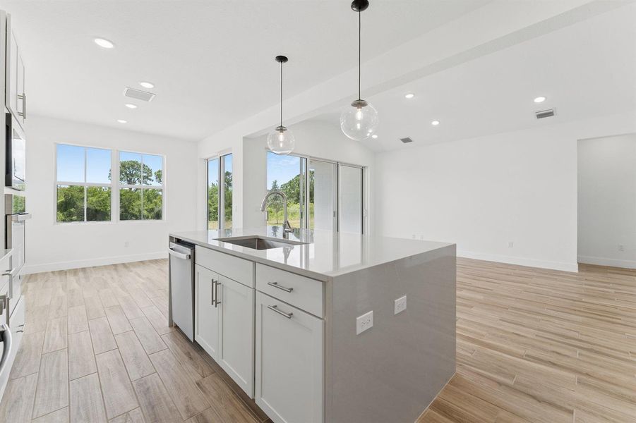 Kitchen, Dining Area & Great Room