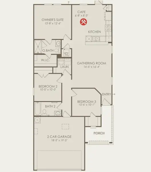 2D floor plan layout of this home in The Pines At Seven Coves, Conroe, TX (Image 2).