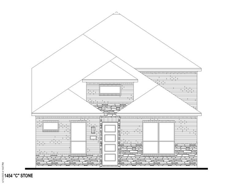 Plan 1454 Elevation C w/ Stone