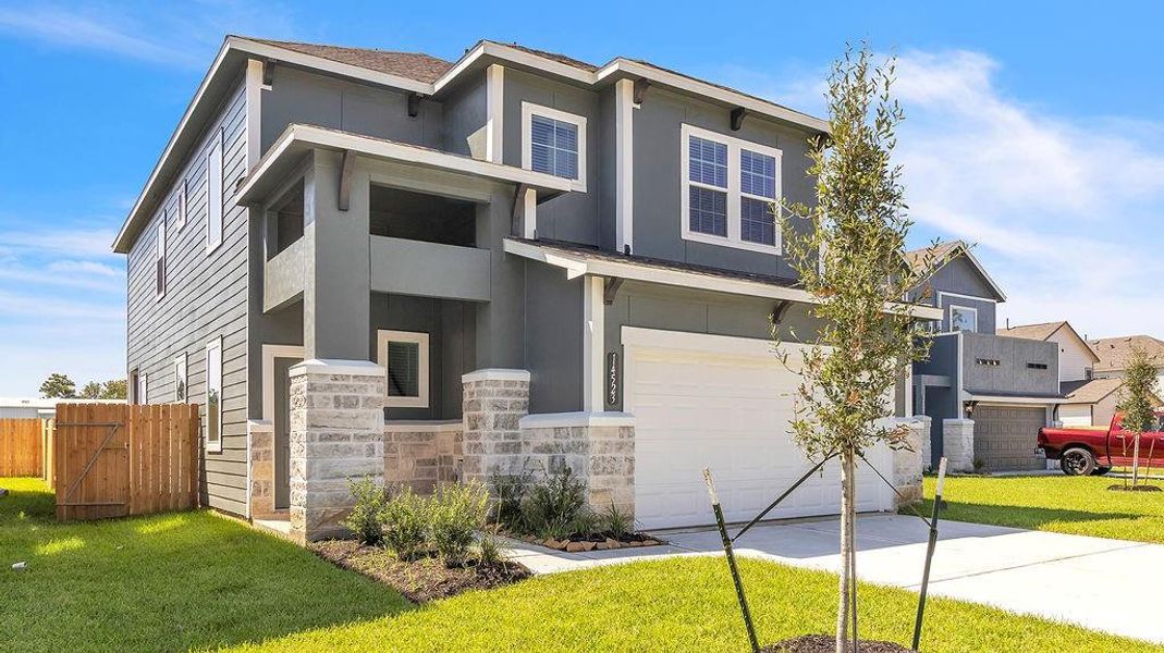Front exterior of a new home in Aldine Pines, Houston, TX, highlighting curb appeal (Image 24).
