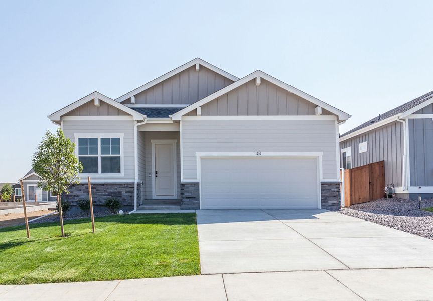 Representative exterior photo of a completed home built from the The Carlson by Bartran Construction in Promontory Point, Greeley, CO (Image 2). Representative exterior photo of a completed home built from the The Carlson by Bartran Construction in Promontory Point, Greeley, CO (Image 2).