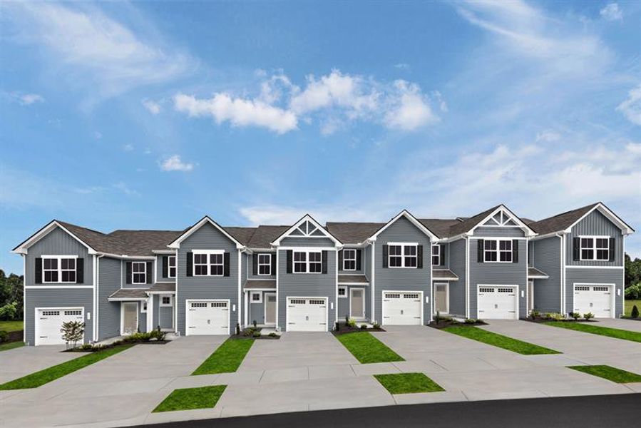 Representative exterior photo of a completed home built from the Poplar by Ryan Homes in Laney Farms Townhomes, Pageland, SC (Image 1). Representative exterior photo of a completed home built from the Poplar by Ryan Homes in Laney Farms Townhomes, Pageland, SC (Image 1).