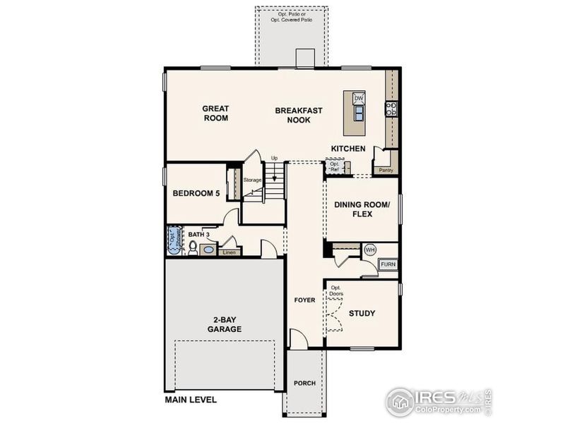 2D floor plan layout of this home in Prairie Song, Windsor, CO (Image 3).