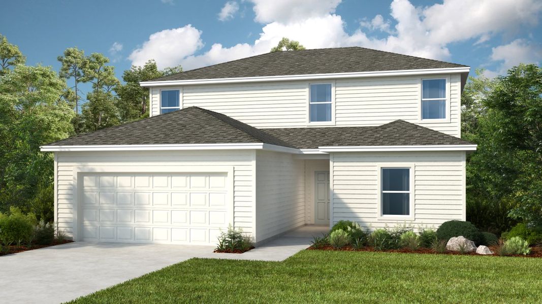 Representative exterior photo of a completed home built from the Cardinal by Taylor Morrison in Coopers Meadow, Jacksonville, FL (Image 1). Representative exterior photo of a completed home built from the Cardinal by Taylor Morrison in Coopers Meadow, Jacksonville, FL (Image 1).