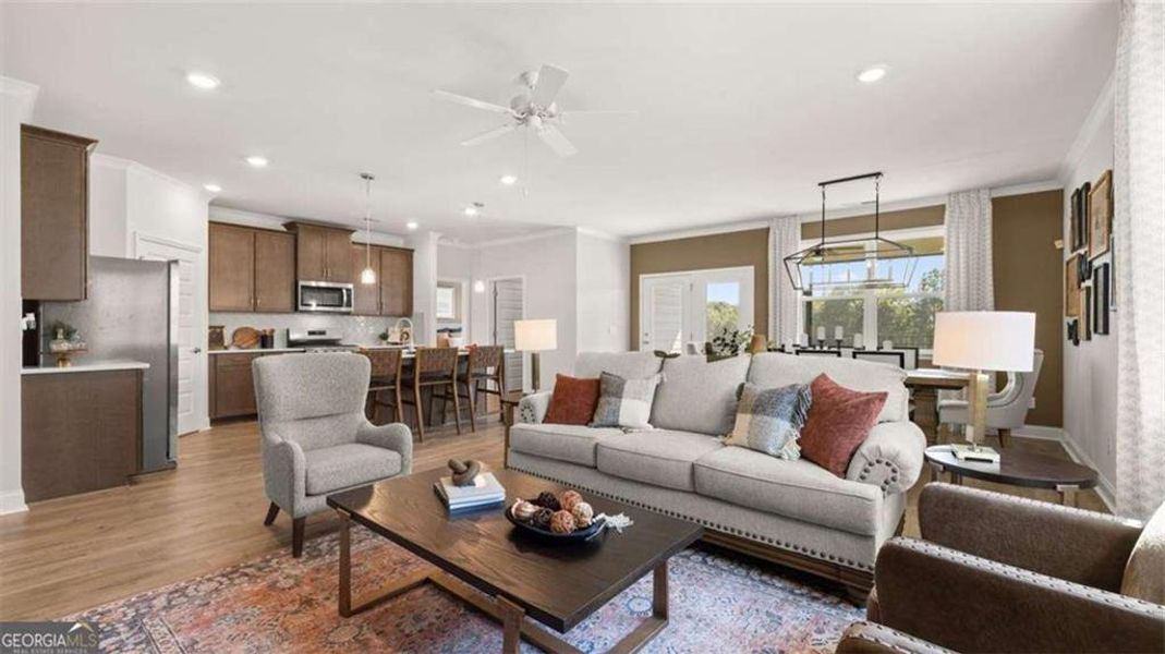 Furnished interior view inside a new home in Oak Ridge Meadows - Active Adult, Locust Grove (Image 13).
