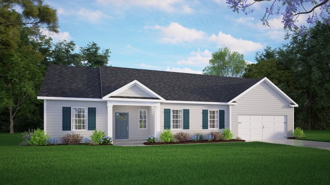 Front exterior of a new home in Tyler - Home on the Lake, New Bern, NC, highlighting curb appeal (Image 1).