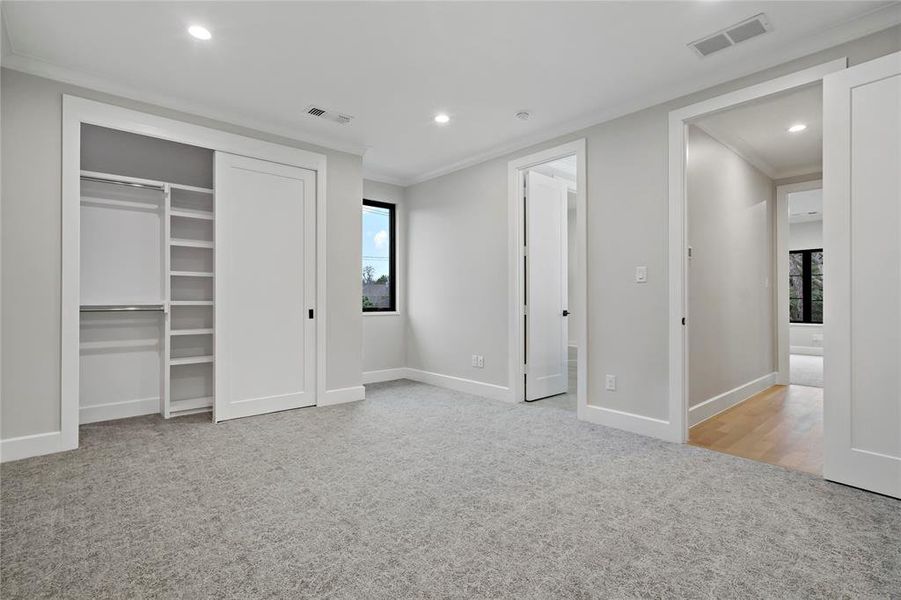 One of the three upstairs bedrooms