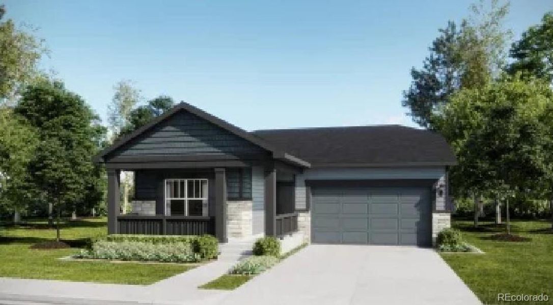 Front exterior of a home in the Muegge Farms: The Camden Collection community, located in Bennett, CO (Image 12).