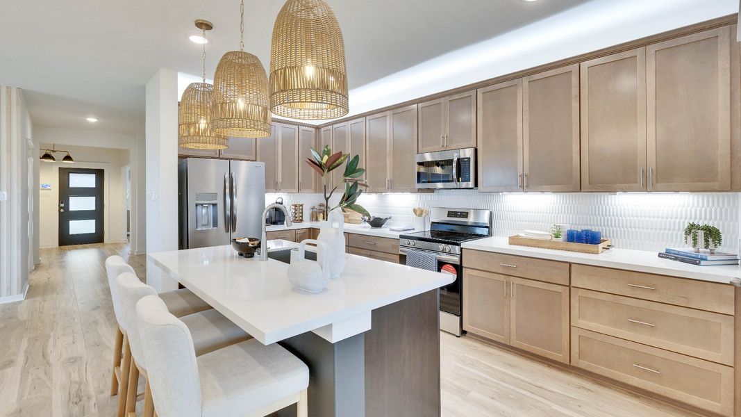 Representative furnished interior of a home built from the Meyerson by DRB Homes in Infinity Square, Kyle (Image 13).