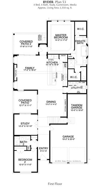 2D floor plan layout for the Ryder by Landon Homes in Fields - Brookside North, Frisco, TX (Image 3). 2D floor plan layout for the Ryder by Landon Homes in Fields - Brookside North, Frisco, TX (Image 3).