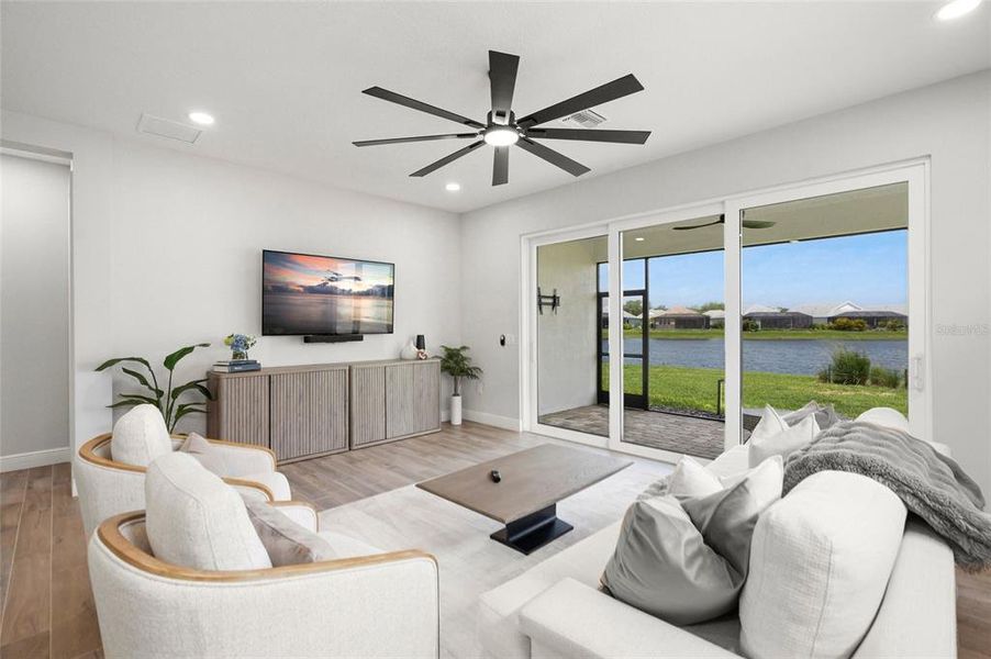 Furnished interior view inside a new home in LakeHouse Cove at Waterside, Sarasota (Image 19). Furnished interior view inside a new home in LakeHouse Cove at Waterside, Sarasota (Image 19).