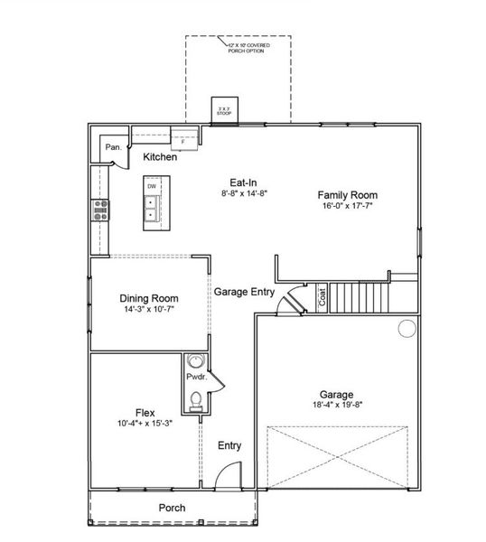 2D floor plan layout for the Telfair - Genesis Value Collection by Mungo Homes in Leander Lee Preserve, Lillington, NC (Image 4).