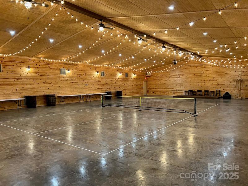 Pickleball anyone? Barn has a 2nd floor lounging area, storage and a kitchen