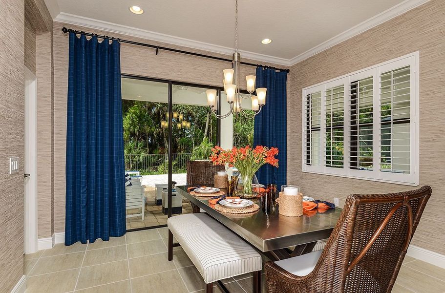 Furnished interior view inside a new home in Boca Royale Golf & Country Club at Wellen Park, Englewood (Image 17).